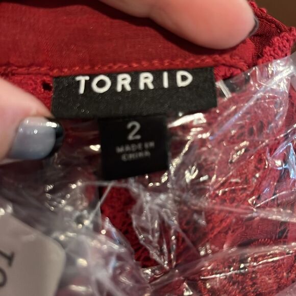 Torrid Red Lace Blouse, Long Sleeve, Puff Sleeves, Vintage inspired - Picture 16 of 16